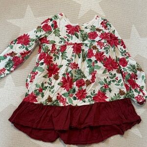 Christmas holiday poinsettias 
 Dress with Ruffle Hem